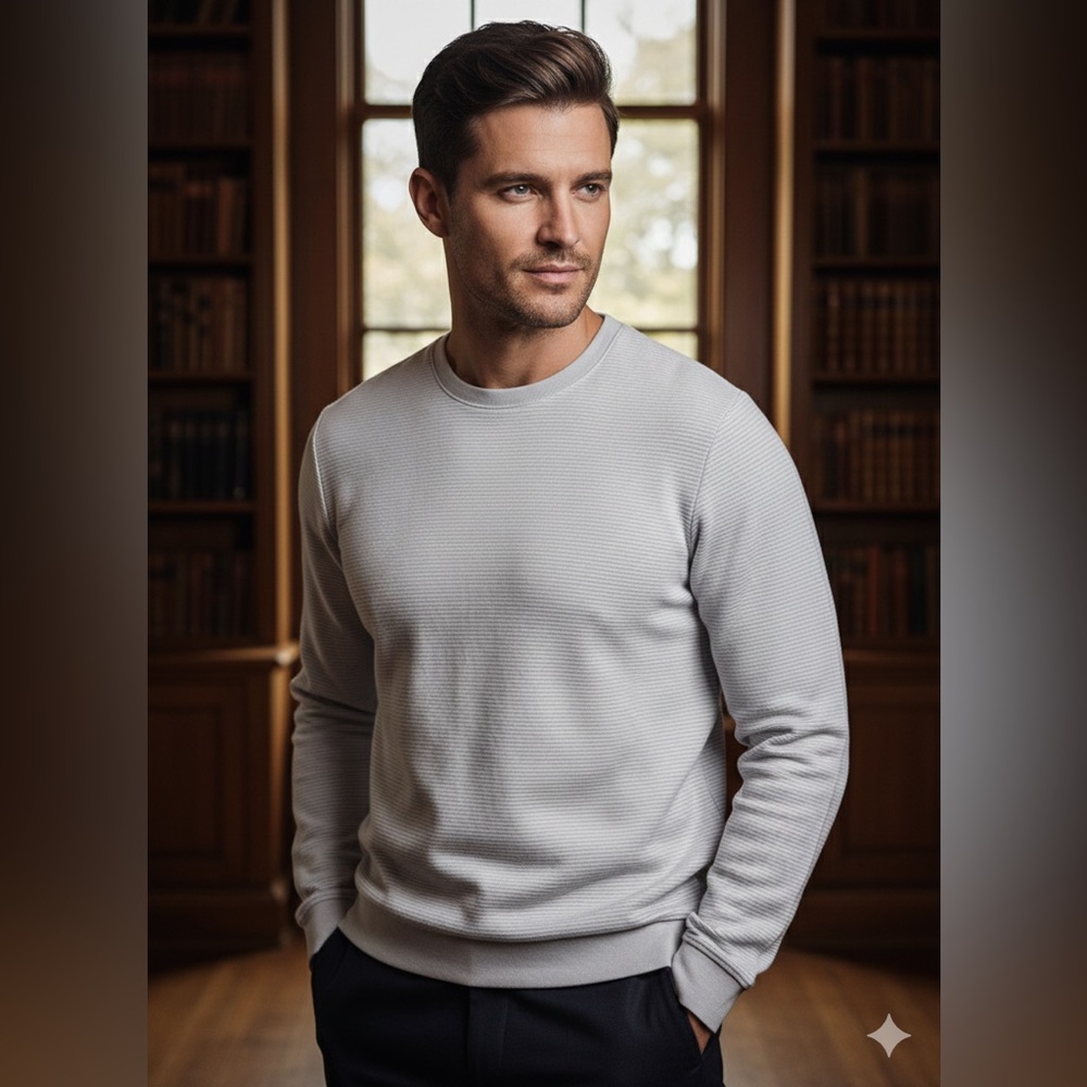 Elegant Light Gray Crewneck Sweater